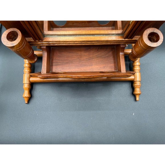 Antique Maple Wood Ornate Shaving/Vanity Mirror 2 Candle Holders 13"x7.5"x20.5" - Picture 8 of 9